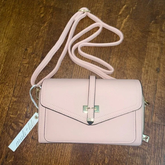 Mali + Lili NWT Light Pink Crossbody Purse with Gold Detail NWT - Picture 1 of 4